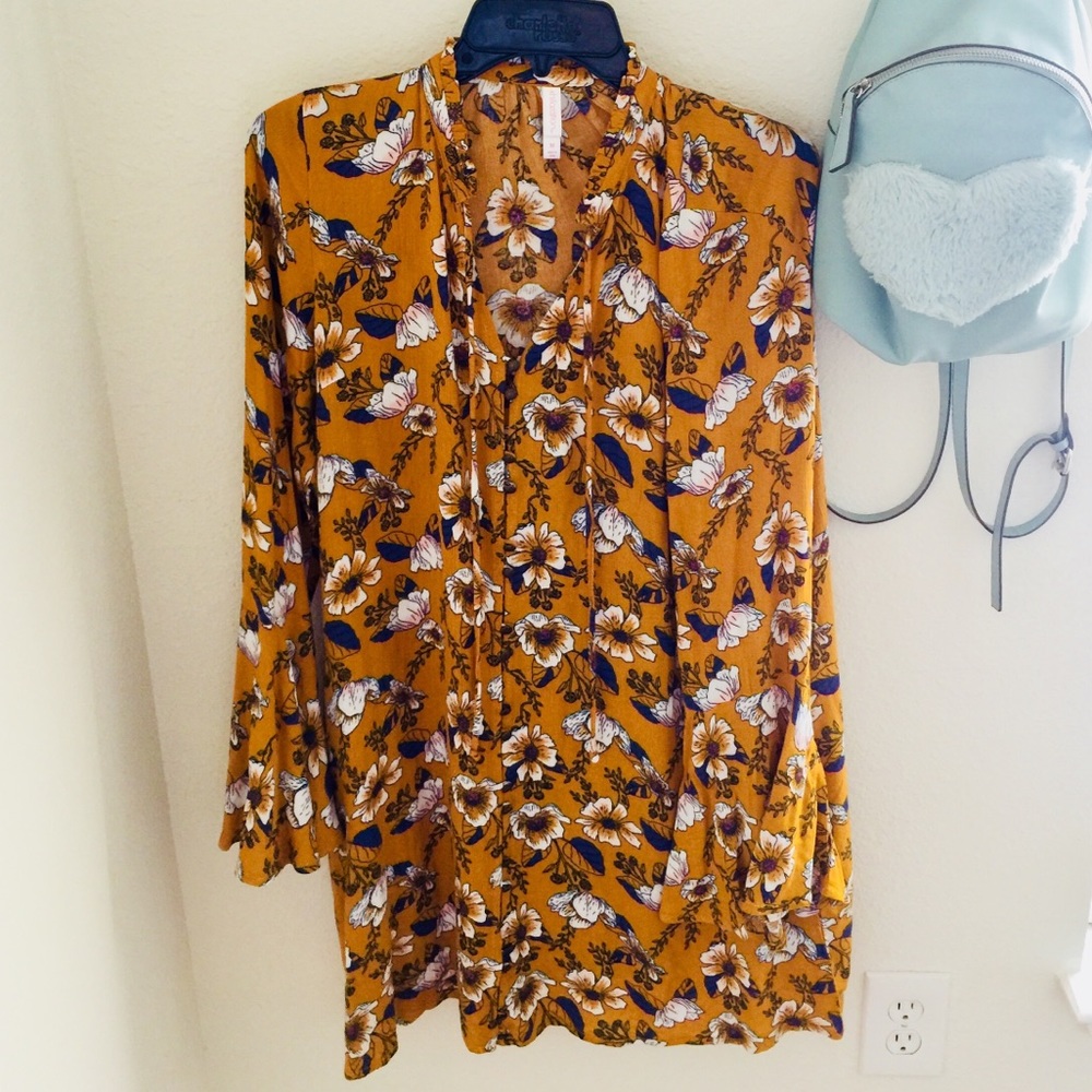 Mustard floral dress